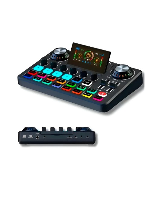 Consola Mezclador De Sonido Podcast Interfaz Audio Rgb Otg
