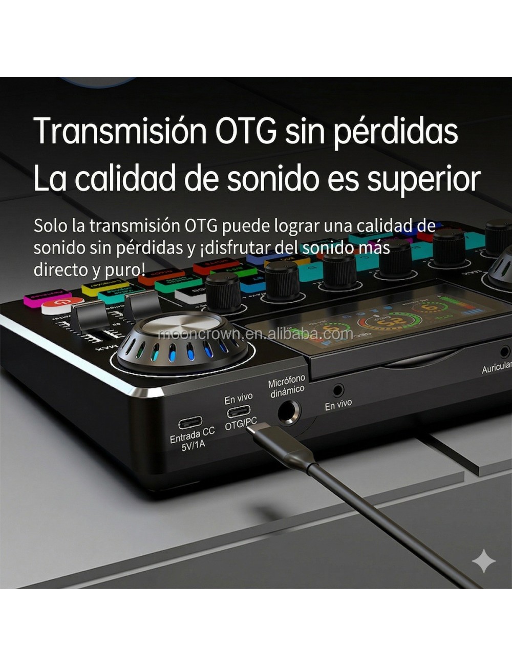 Consola Mezclador De Sonido Podcast Interfaz Audio Rgb Otg