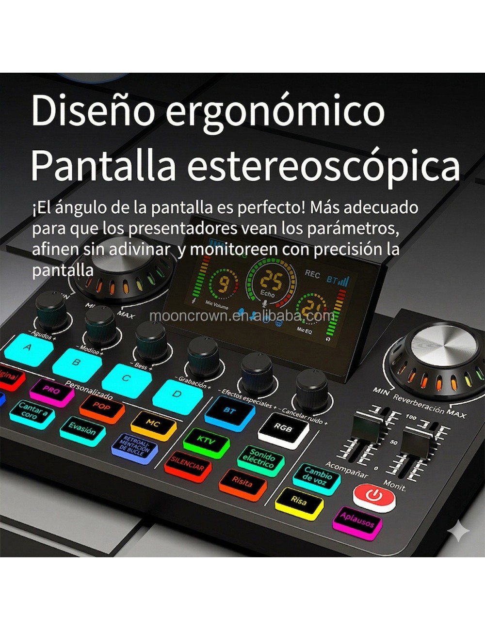 Consola Mezclador De Sonido Podcast Interfaz Audio Rgb Otg