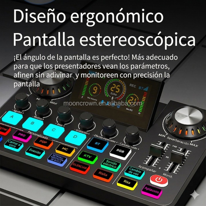 Consola Mezclador De Sonido Podcast Interfaz Audio Rgb Otg