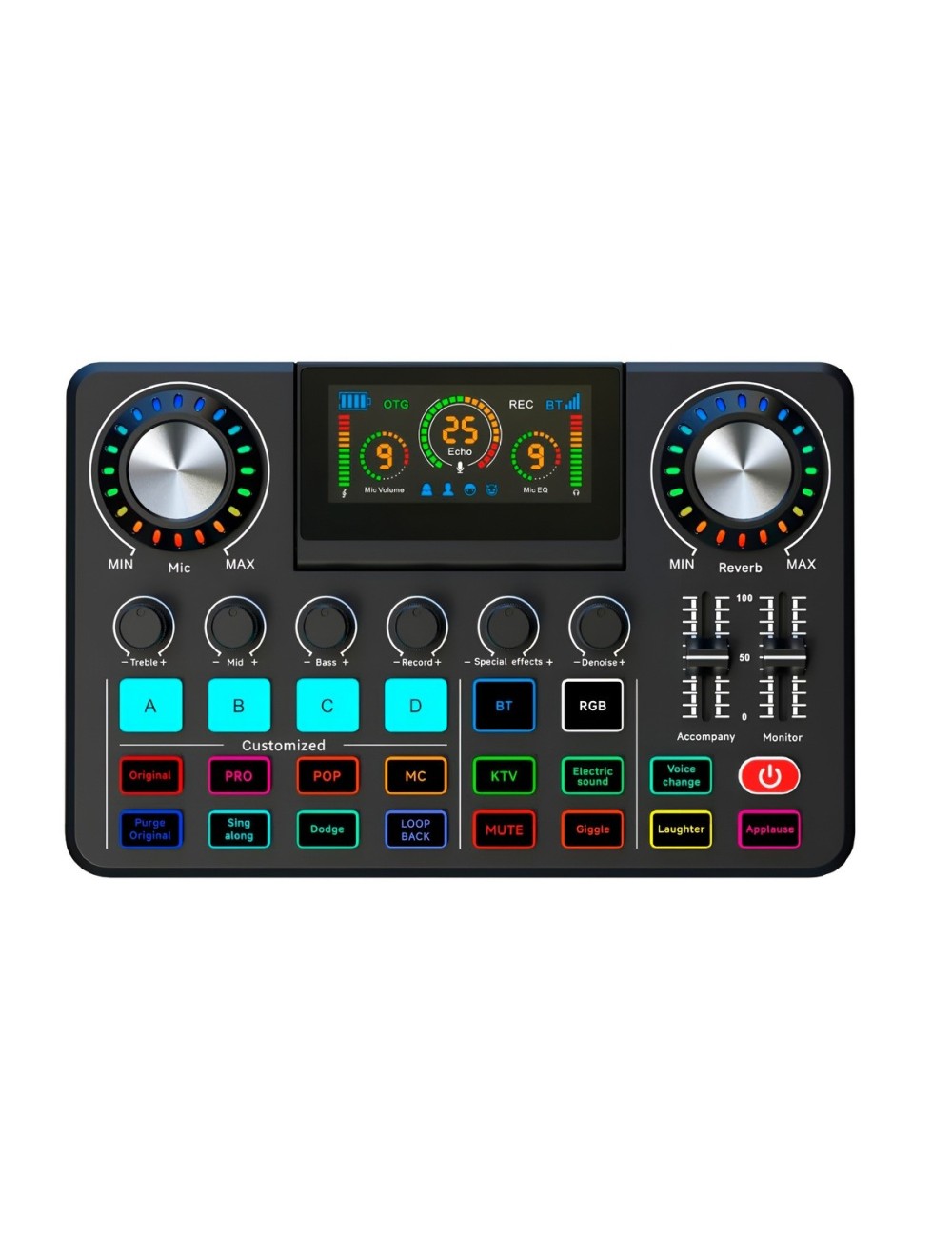 Consola Mezclador De Sonido Podcast Interfaz Audio Rgb Otg