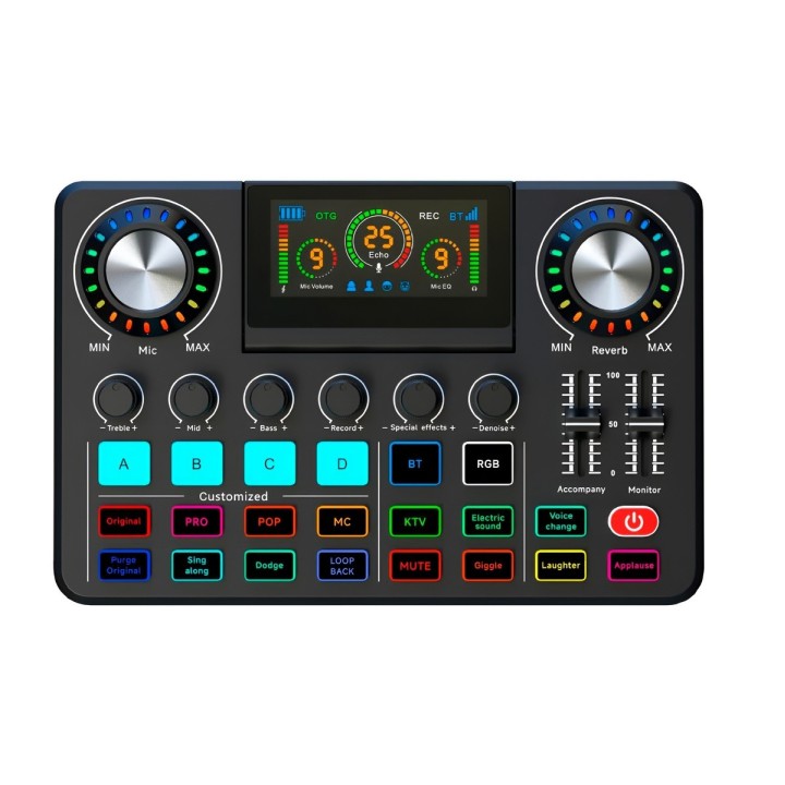 Consola Mezclador De Sonido Podcast Interfaz Audio Rgb Otg