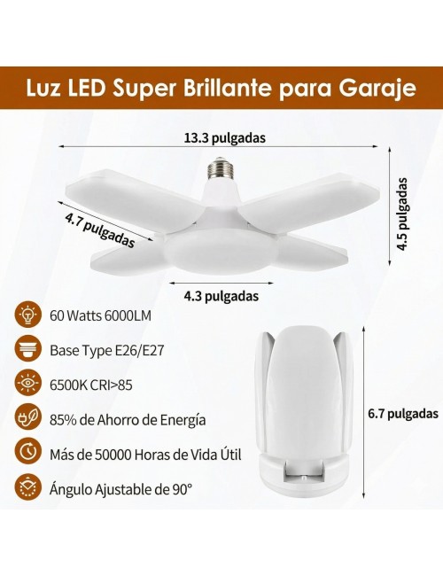 Bombillo Led Deformable 4 Aspas 60w Super Brillante E27