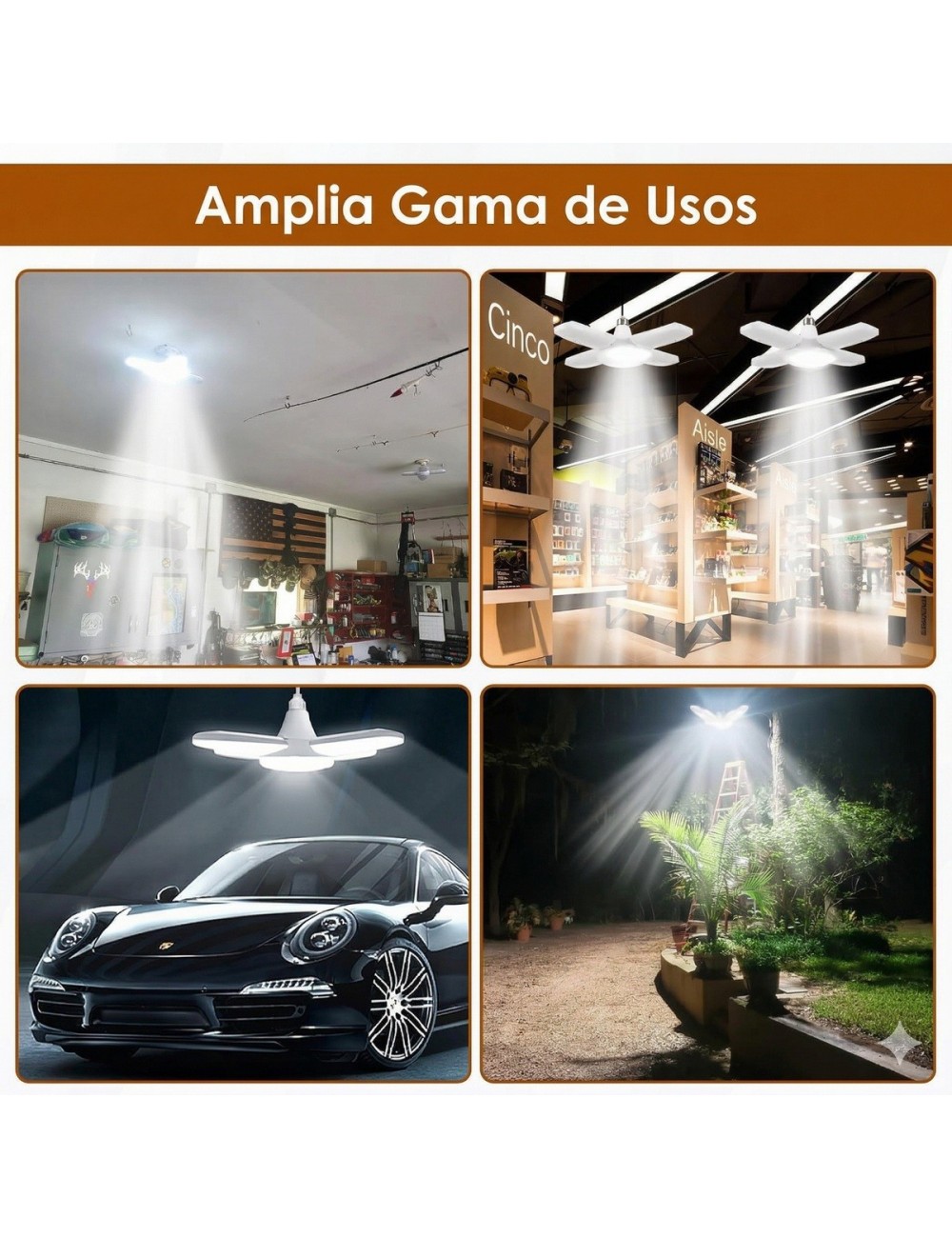 Bombillo Led Deformable 4 Aspas 60w Super Brillante E27