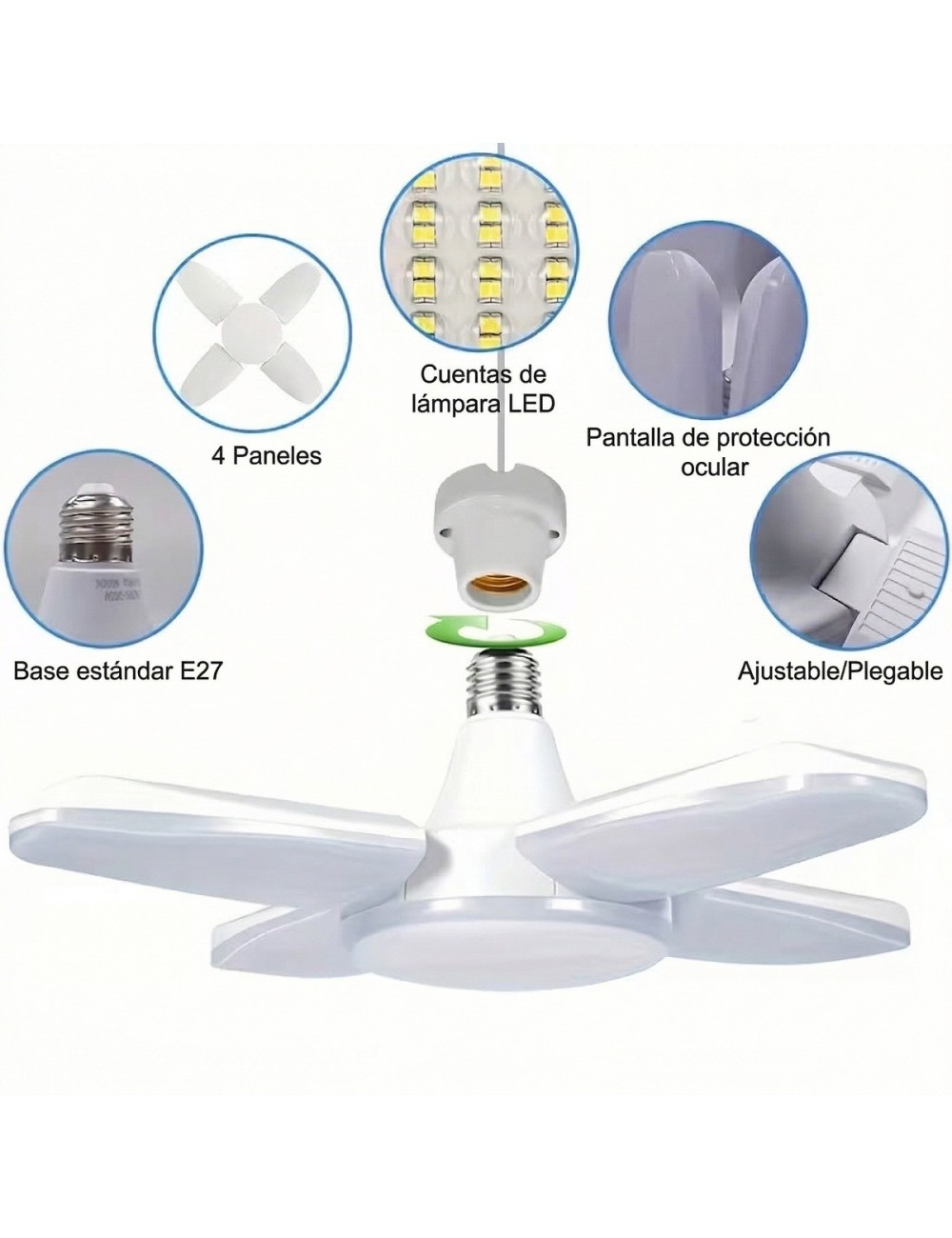 Bombillo Led Deformable 4 Aspas 60w Super Brillante E27