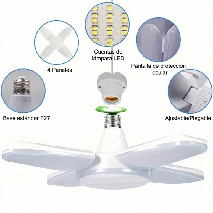 Bombillo Led Deformable 4 Aspas 60w Super Brillante E27