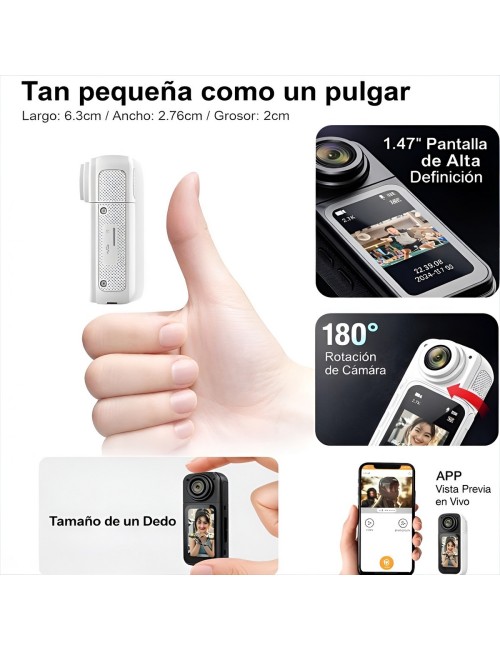 Mini Cámara Deportiva S70 2.7k Lente Giratorio 180 Wifi