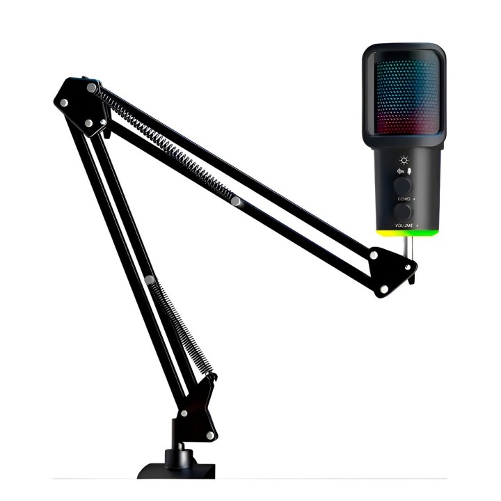 Micrófono Condensador Usb Rgb Profesional Brazo Articulado
