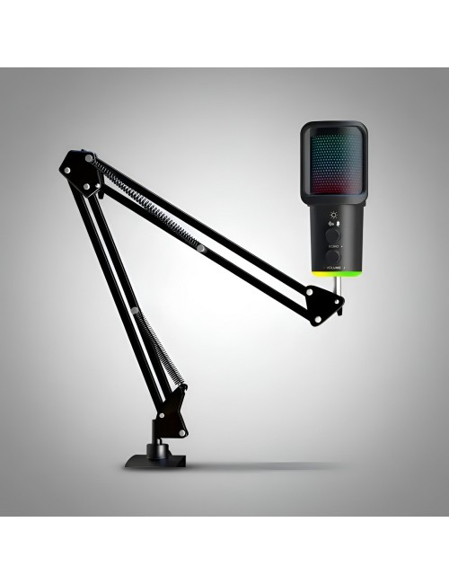 Micrófono Condensador Usb Rgb Profesional Brazo Articulado