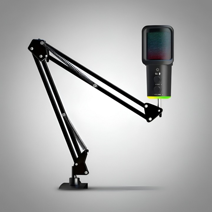 Micrófono Condensador Usb Rgb Profesional Brazo Articulado