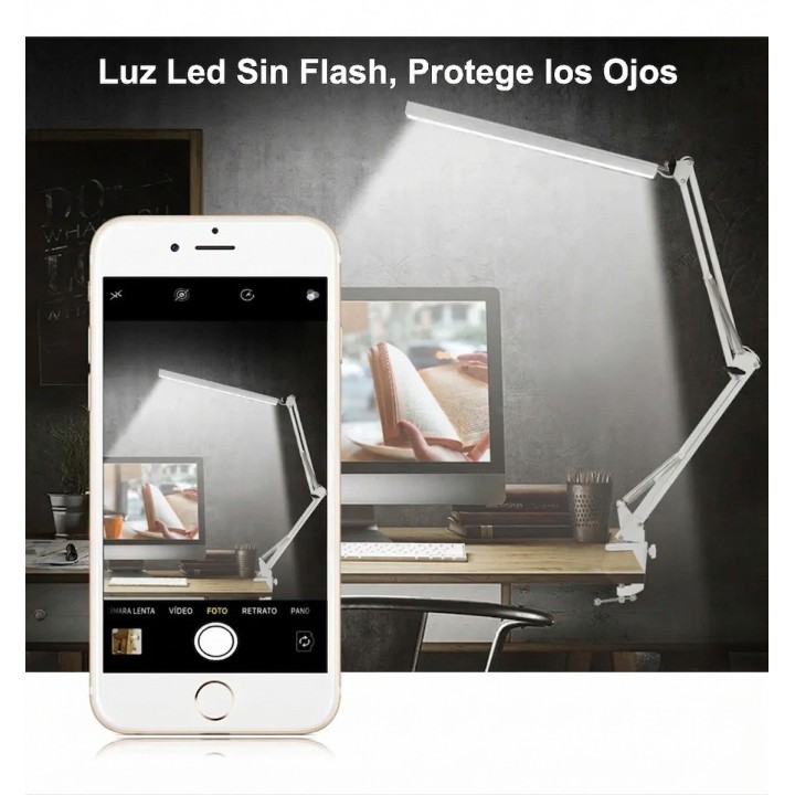 Lámpara De Escritorio Led Brazo Articulado Protección Ocular