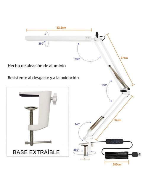 Lámpara De Escritorio Led Brazo Articulado Protección Ocular