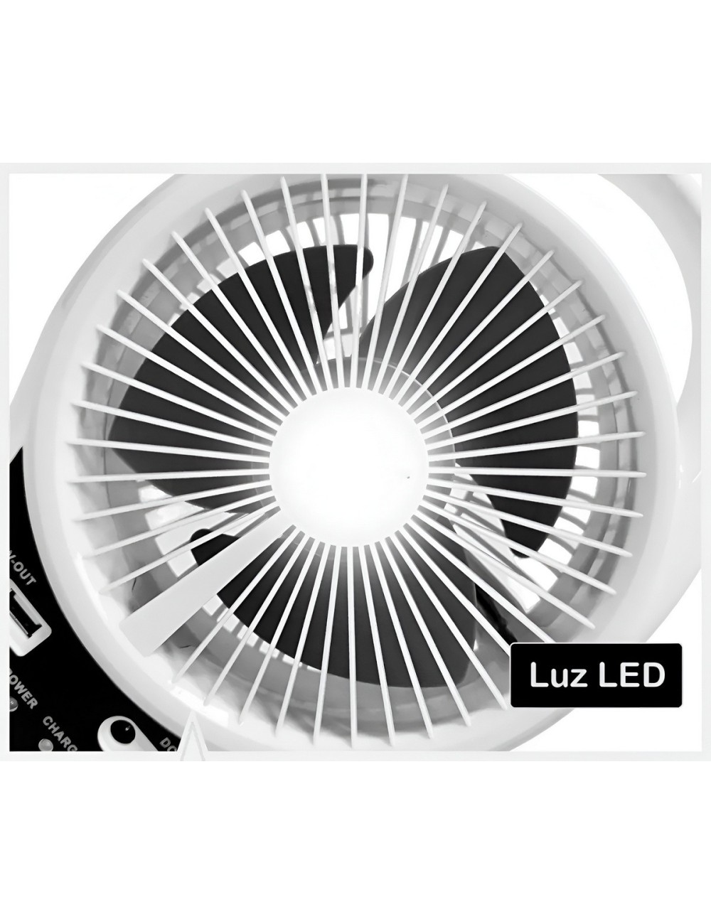 Ventilador Recargable Solar Portatil Con Lampara Led Y Bulbo