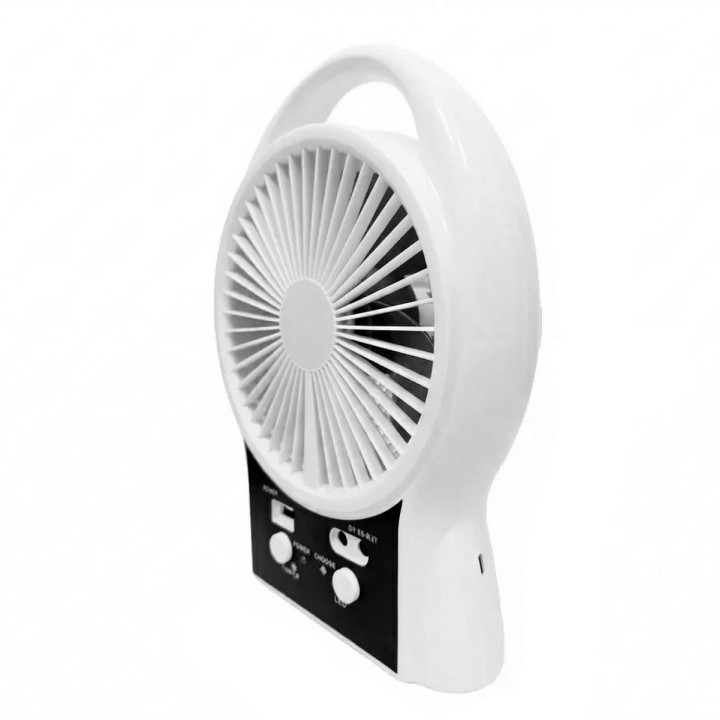 Ventilador Recargable Solar Portatil Con Lampara Led Y Bulbo