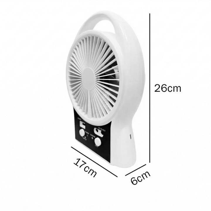 Ventilador Recargable Solar Portatil Con Lampara Led Y Bulbo