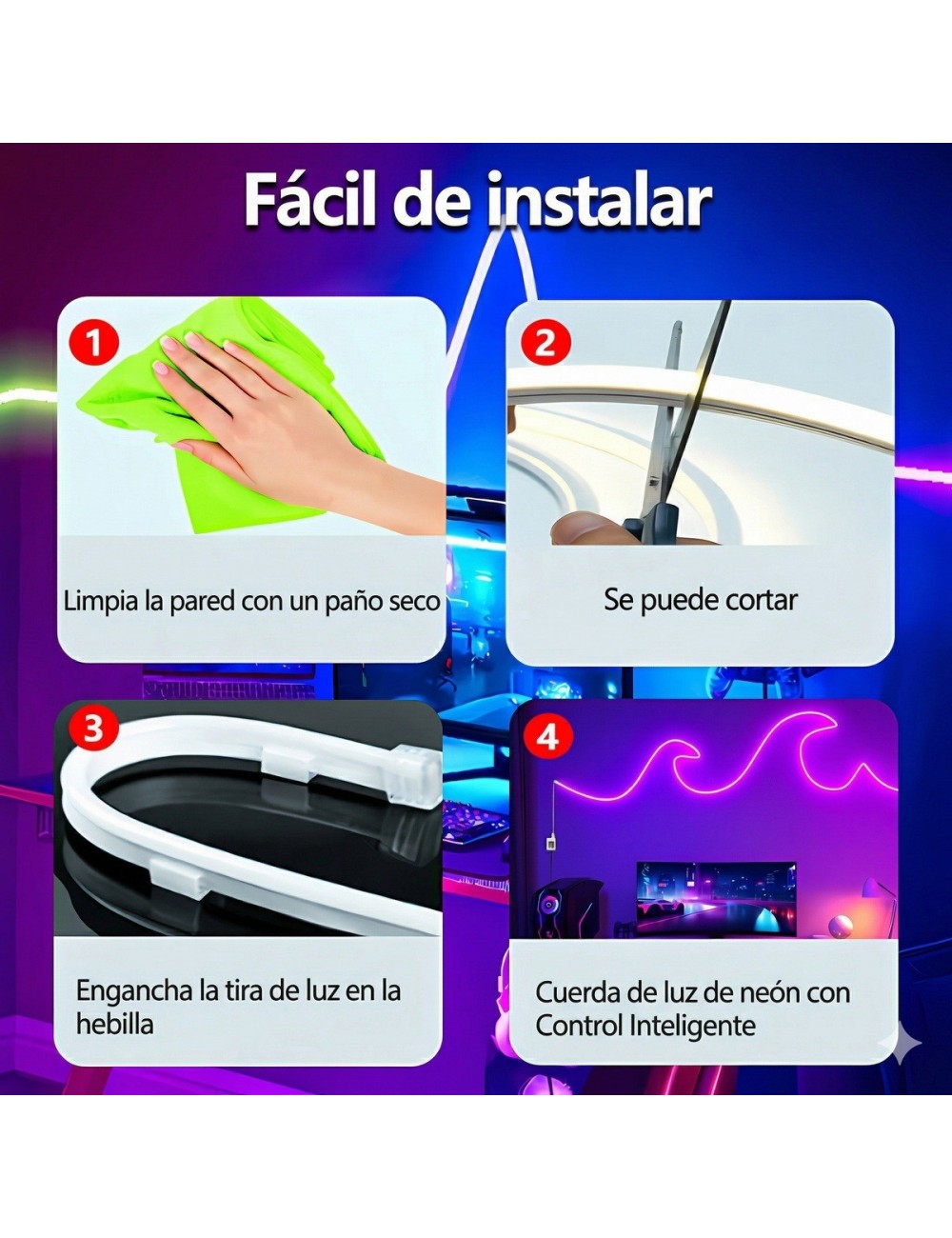 Tira De Luz Neón Led Rgb Inteligente Bluetooth Wifi 10 M