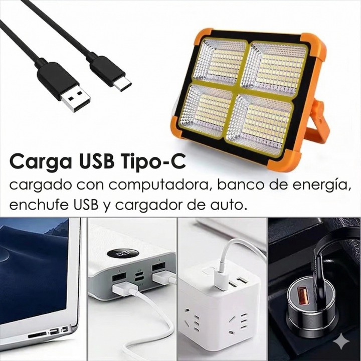 Reflector Solar Portátil 300w Recargable Power Bank Exterior