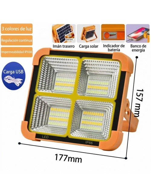 Reflector Solar Portátil 300w Recargable Power Bank Exterior