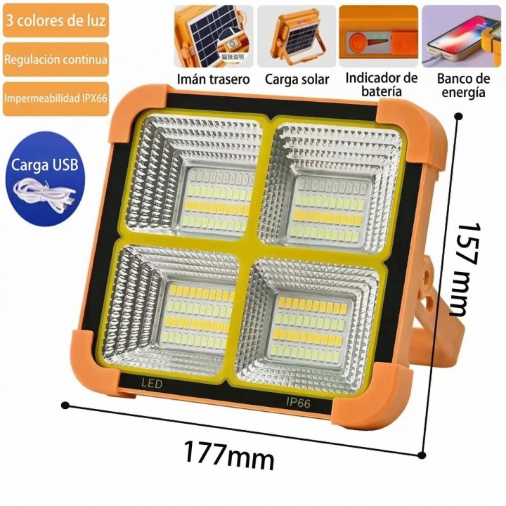 Reflector Solar Portátil 300w Recargable Power Bank Exterior