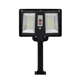 Lámpara Solar Suburbana 300w Exterior Sensor Y Poste Metal
