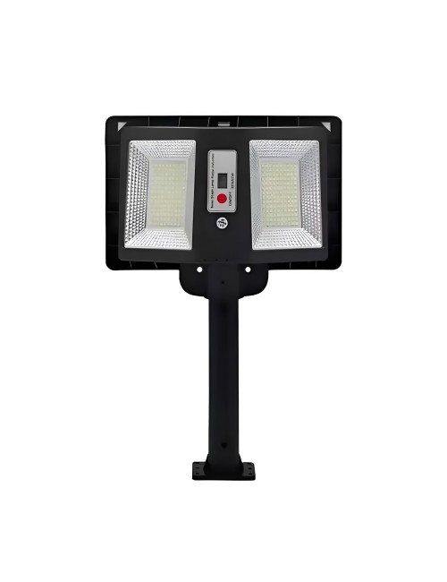 Lámpara Solar Suburbana 300w Exterior Sensor Y Poste Metal