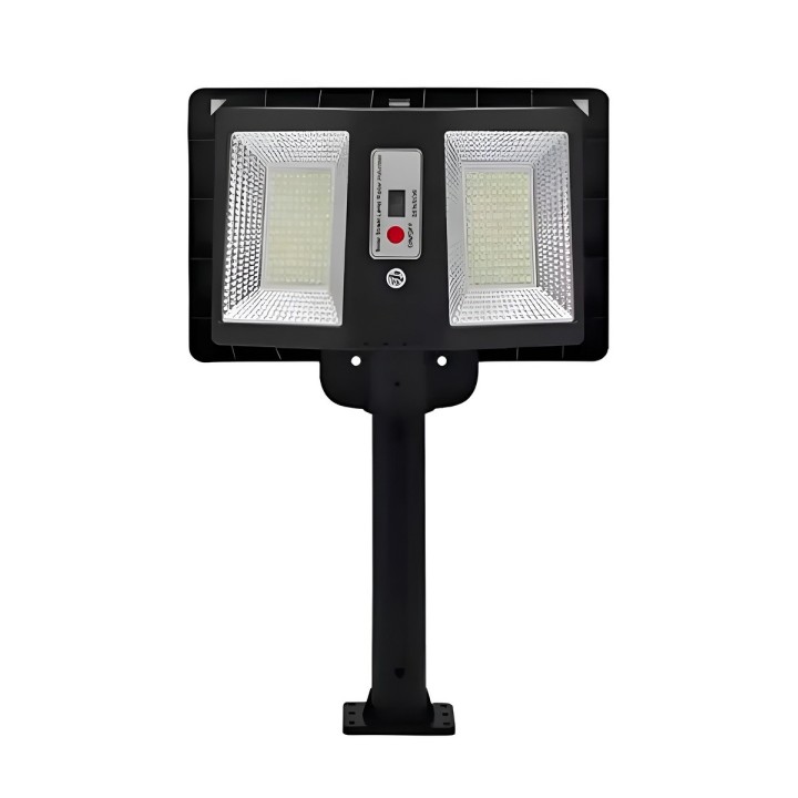 Lámpara Solar Suburbana 300w Exterior Sensor Y Poste Metal