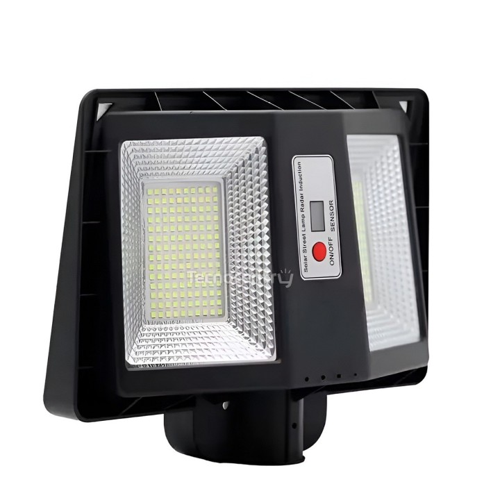 Lámpara Solar Suburbana 300w Exterior Sensor Y Poste Metal