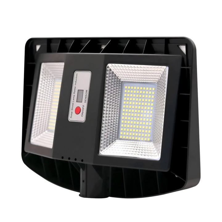 Lámpara Solar Suburbana 300w Exterior Sensor Y Poste Metal