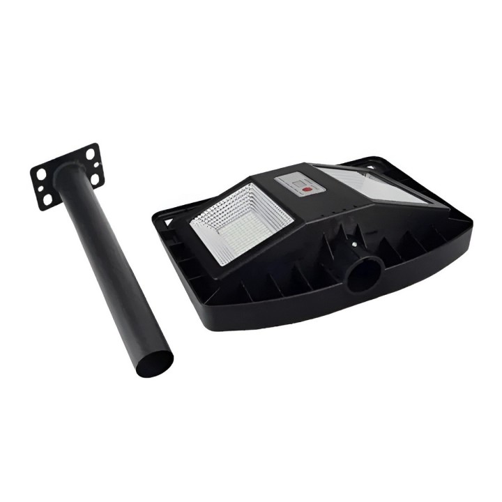 Lámpara Solar Suburbana 300w Exterior Sensor Y Poste Metal