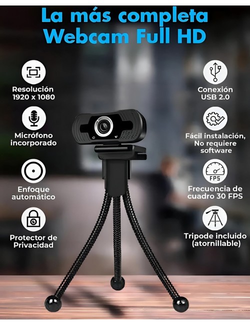 Cámara Web 2k Full Hd Micrófono Trípode Enfoque Automático