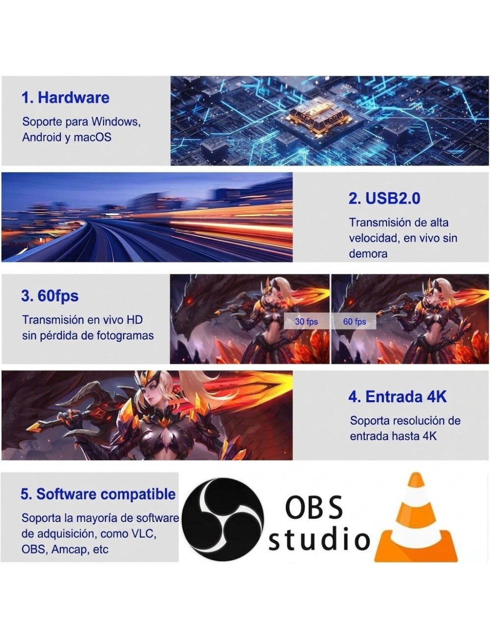 Capturadora De Video Hdmi A Usb 1080p 60fps Con Salida Loop