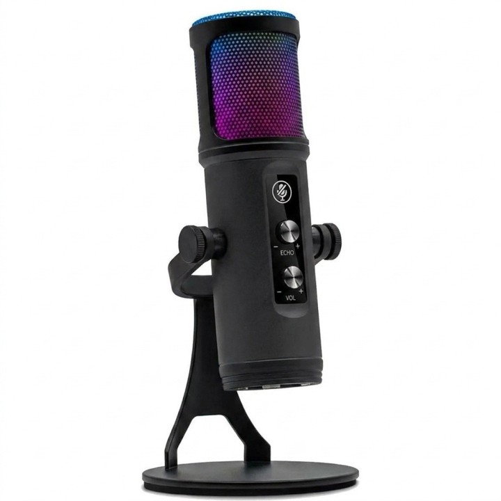 Micrófono Gamer Usb Rgb Podcast Pc Celular Con Echo Trípode