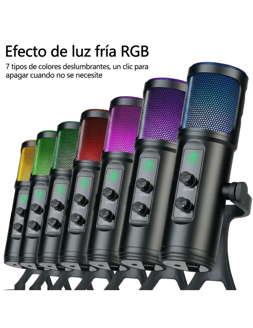Micrófono Gamer Usb Rgb Podcast Pc Celular Con Echo Trípode