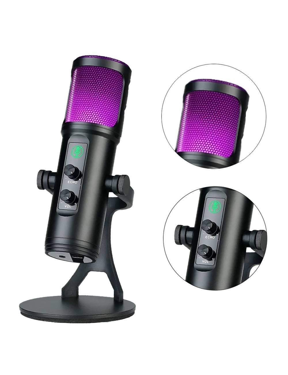 Micrófono Gamer Usb Rgb Podcast Pc Celular Con Echo Trípode