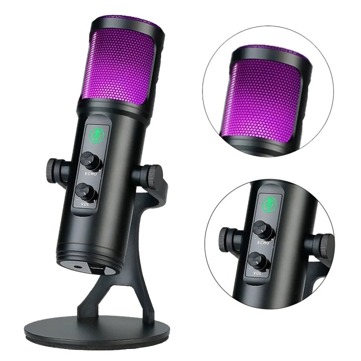 Micrófono Gamer Usb Rgb Podcast Pc Celular Con Echo Trípode