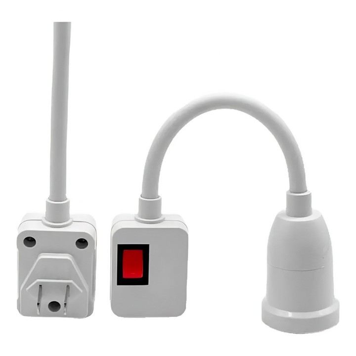 Soporte Rosca E27 Flexible + Interruptor Para Enchufe Pared