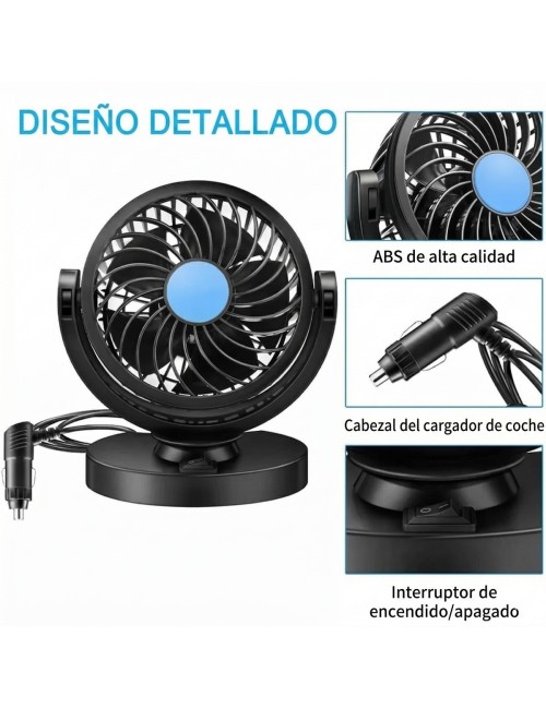 Ventilador Para Carro Camioneta 12v Silencioso Rotación 360°
