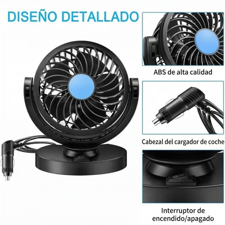 Ventilador Para Carro Camioneta 12v Silencioso Rotación 360°