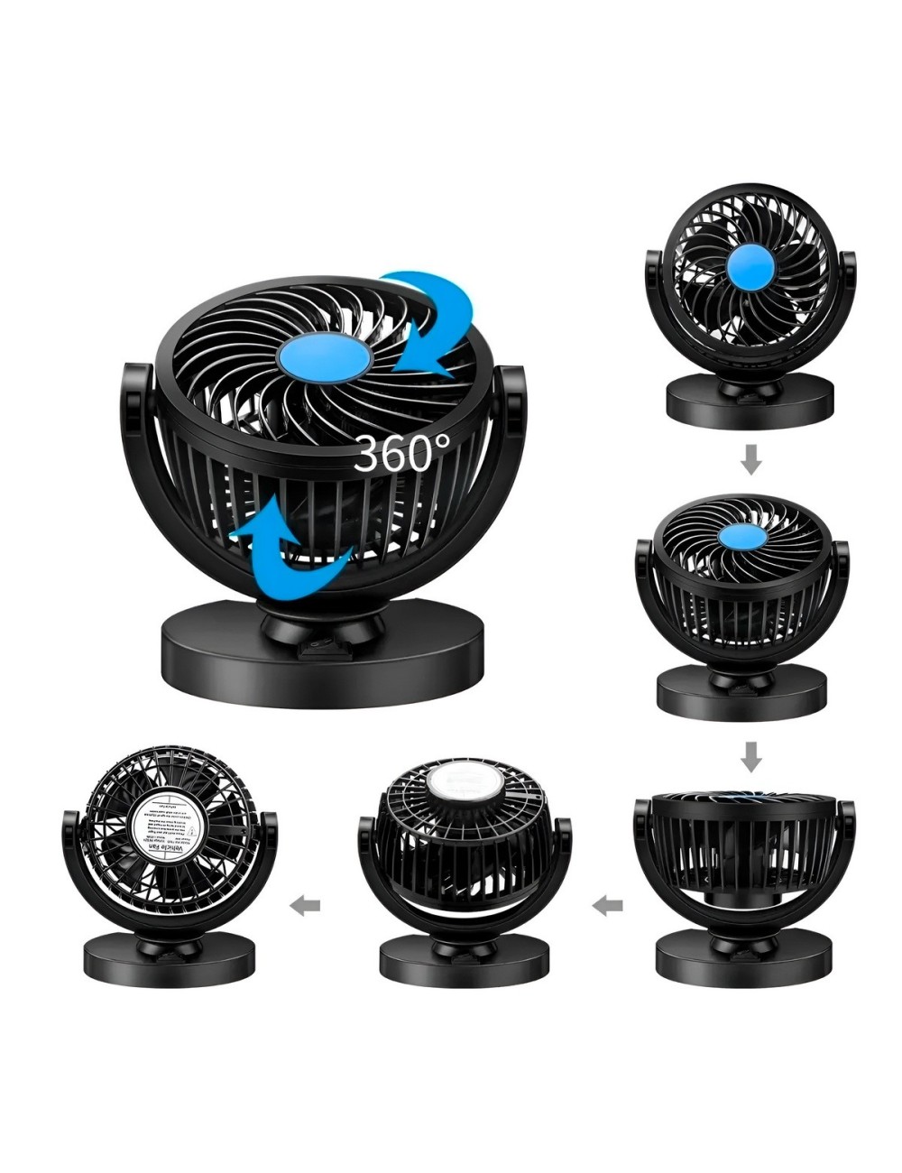 Ventilador Para Carro Camioneta 12v Silencioso Rotación 360°