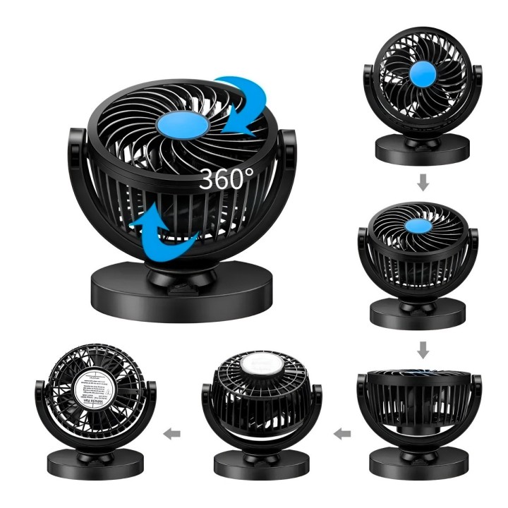 Ventilador Para Carro Camioneta 12v Silencioso Rotación 360°