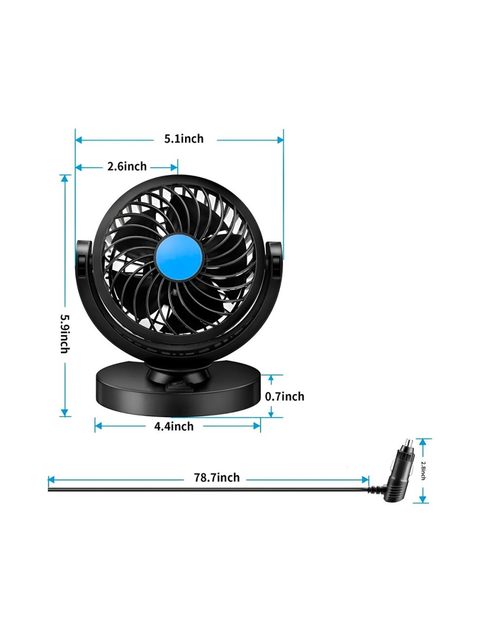 Ventilador Para Carro Camioneta 12v Silencioso Rotación 360°