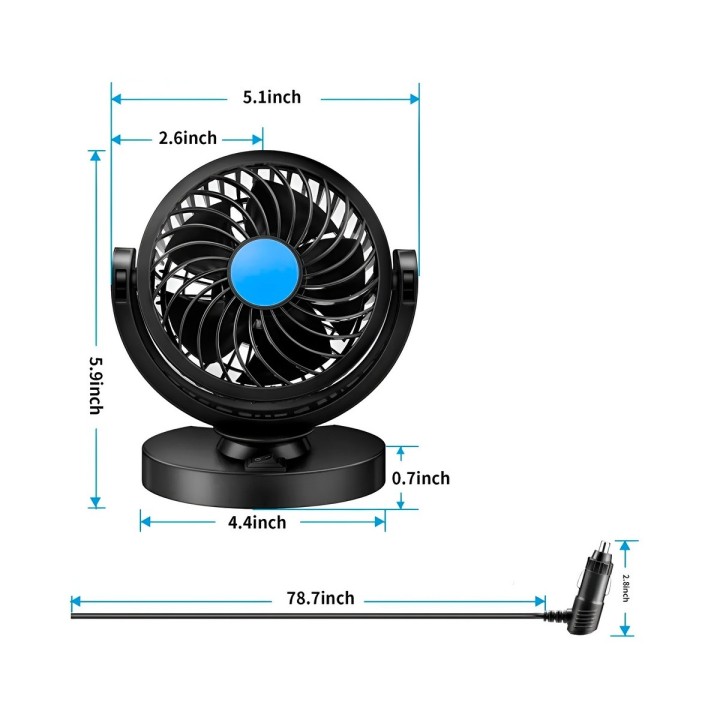 Ventilador Para Carro Camioneta 12v Silencioso Rotación 360°