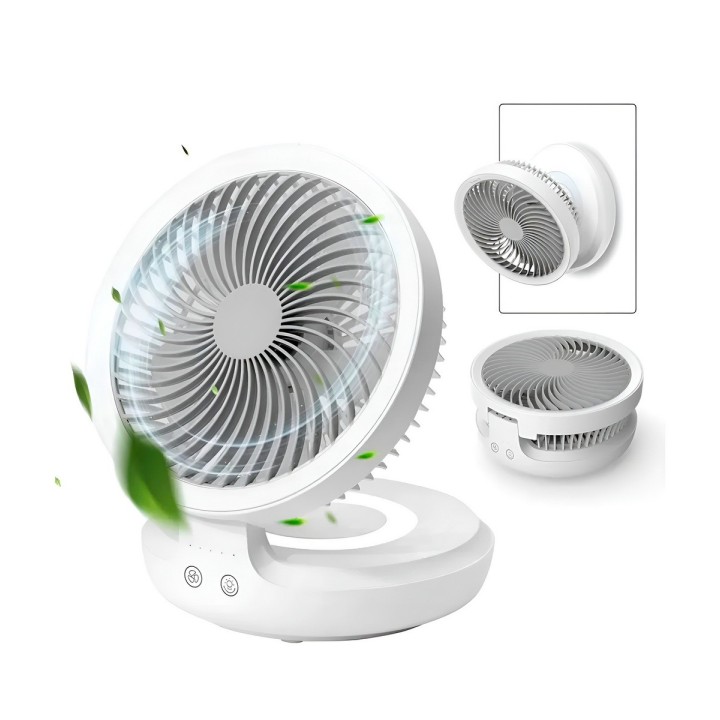 Ventilador Recargable 4000mah Oscilante Led Pared Escritorio