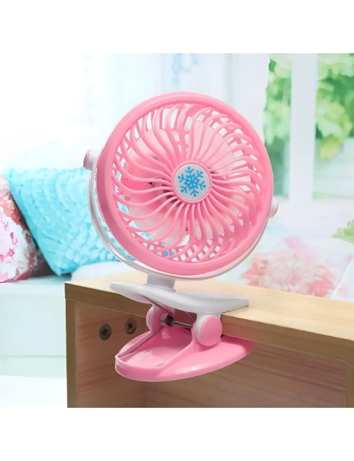 Ventilador Recargable Usb Portátil Con Clip Rotación 360°