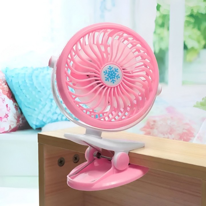Ventilador Recargable Usb Portátil Con Clip Rotación 360°