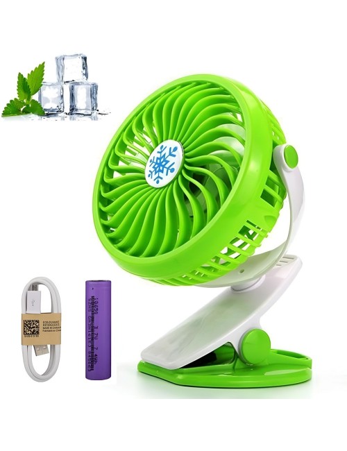 Ventilador Recargable Usb Portátil Con Clip Rotación 360°