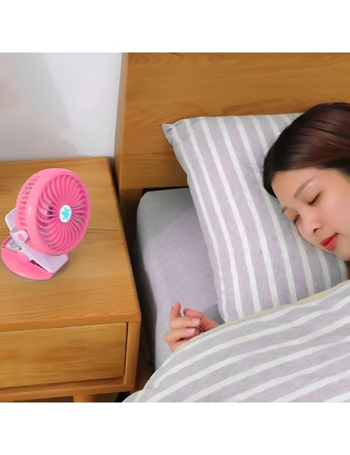 Ventilador Recargable Usb Portátil Con Clip Rotación 360°