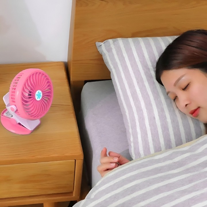 Ventilador Recargable Usb Portátil Con Clip Rotación 360°