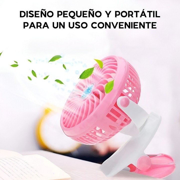 Ventilador Recargable Usb Portátil Con Clip Rotación 360°