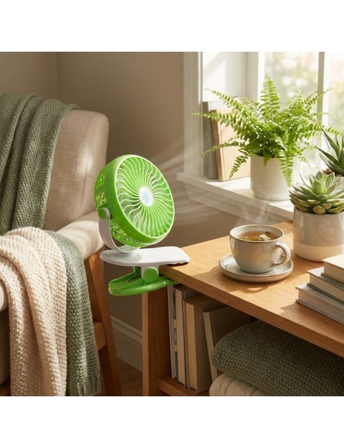 Ventilador Recargable Usb Portátil Con Clip Rotación 360°